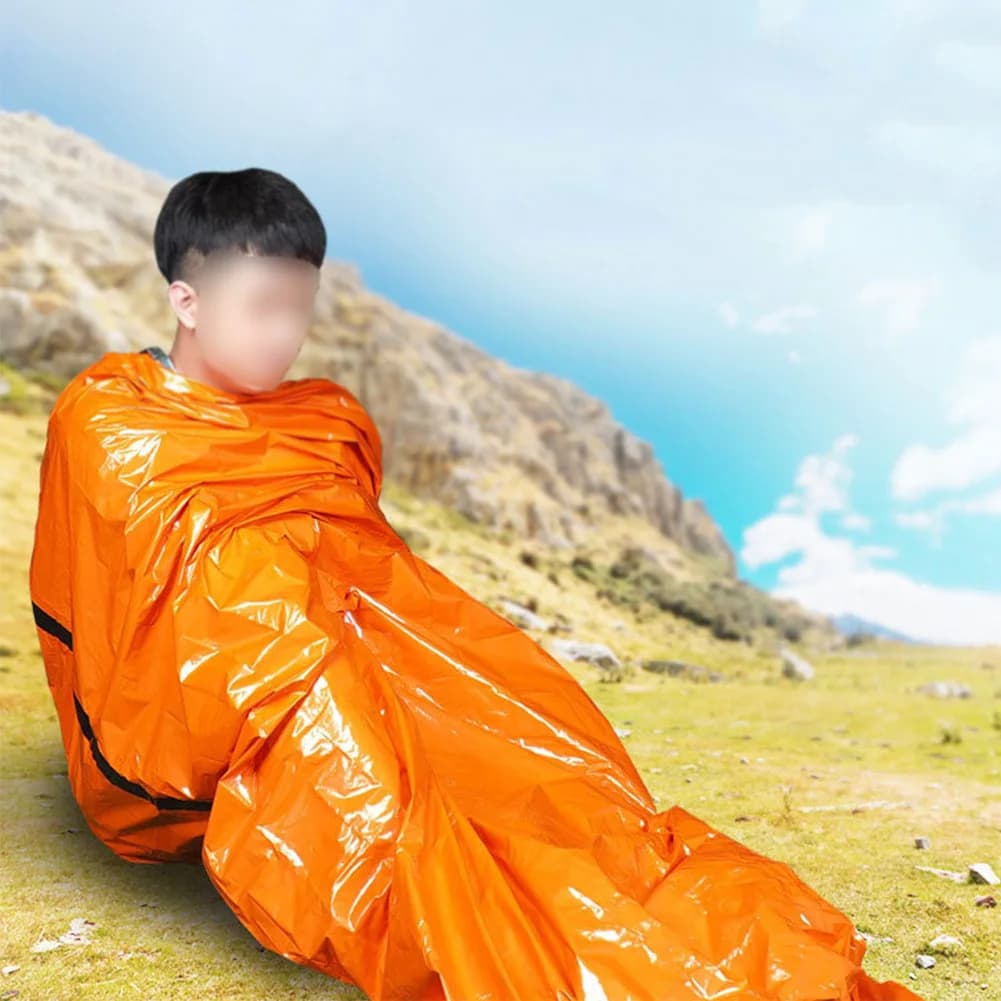 2 Pack Emergency Sleeping Bag Waterproof Thermal Bivy Sack Portable Thermal Sleeping Bag for Camping Hiking Outdoor Adventure