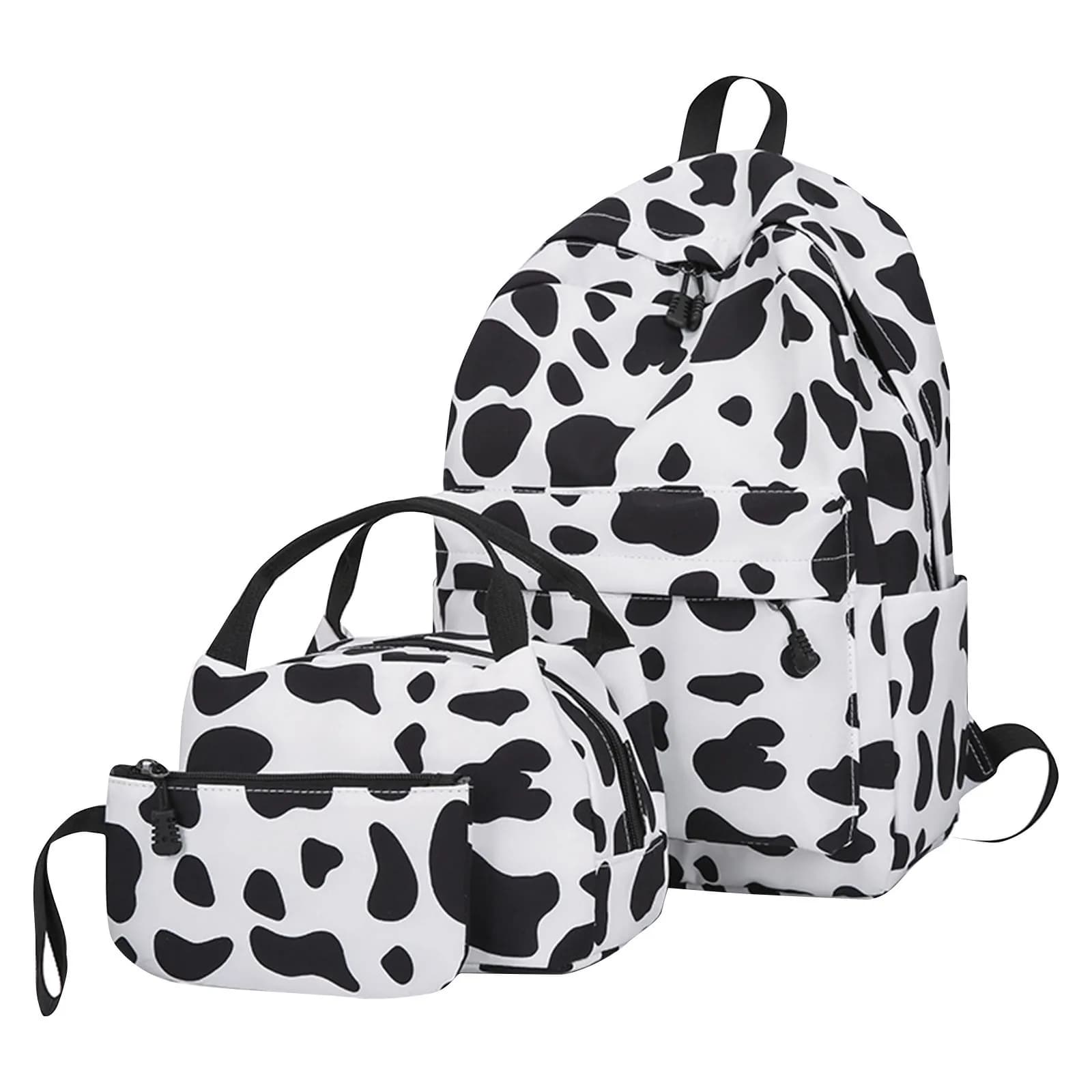 Zaino Harajuku personalizzato Ins modello mucca Cute Girl zainetto zaino per bambini borsa per il pranzo astuccio per bambini studenti