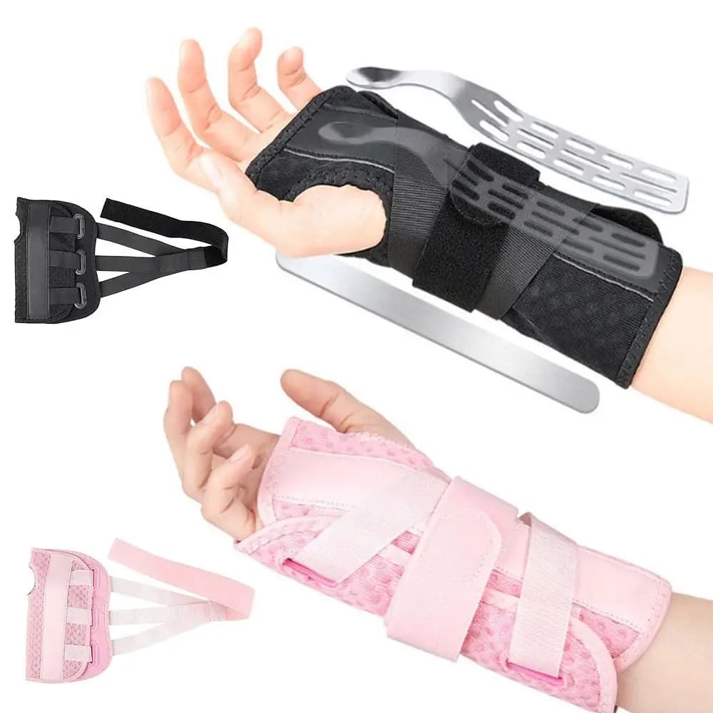Supporto per Polso in Doppia Piastra di Alluminio, Fascia Fissa Regolabile, Tutore Stabile per Polso, Protezione Traspirante per Mano