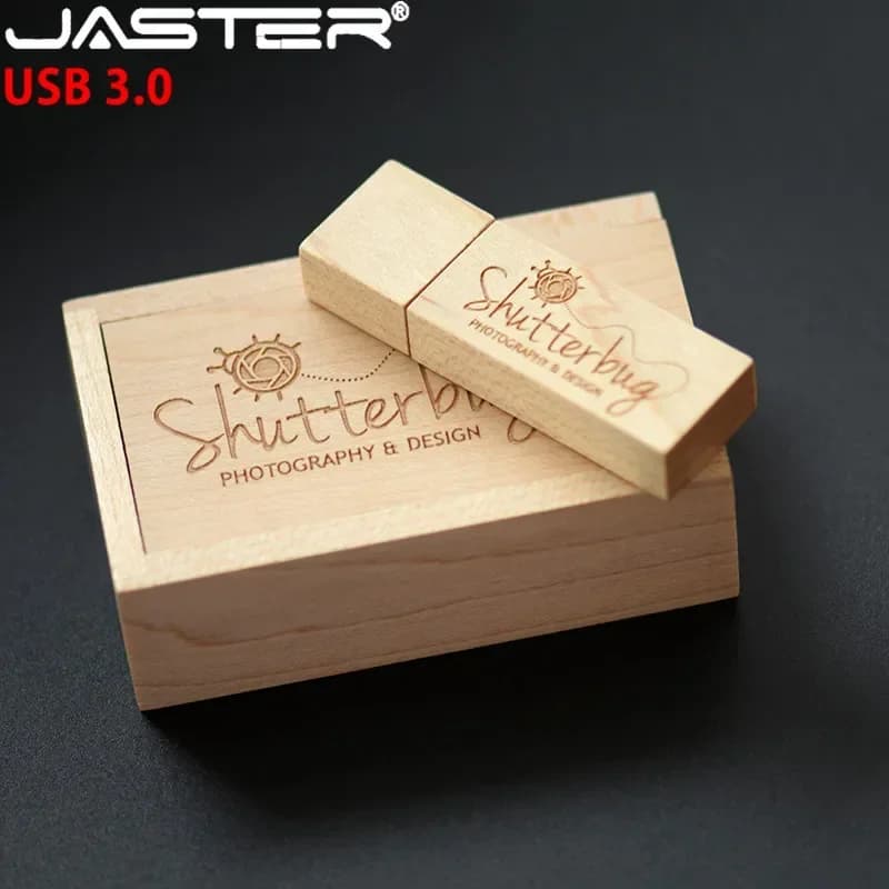 JASTER USB 3.0 Logo personalizzato USB in legno di bambù con scatola Chiavetta USB Memory Stick Pen Drive Pendrive 8 GB 16 GB 32 GB 64 GB