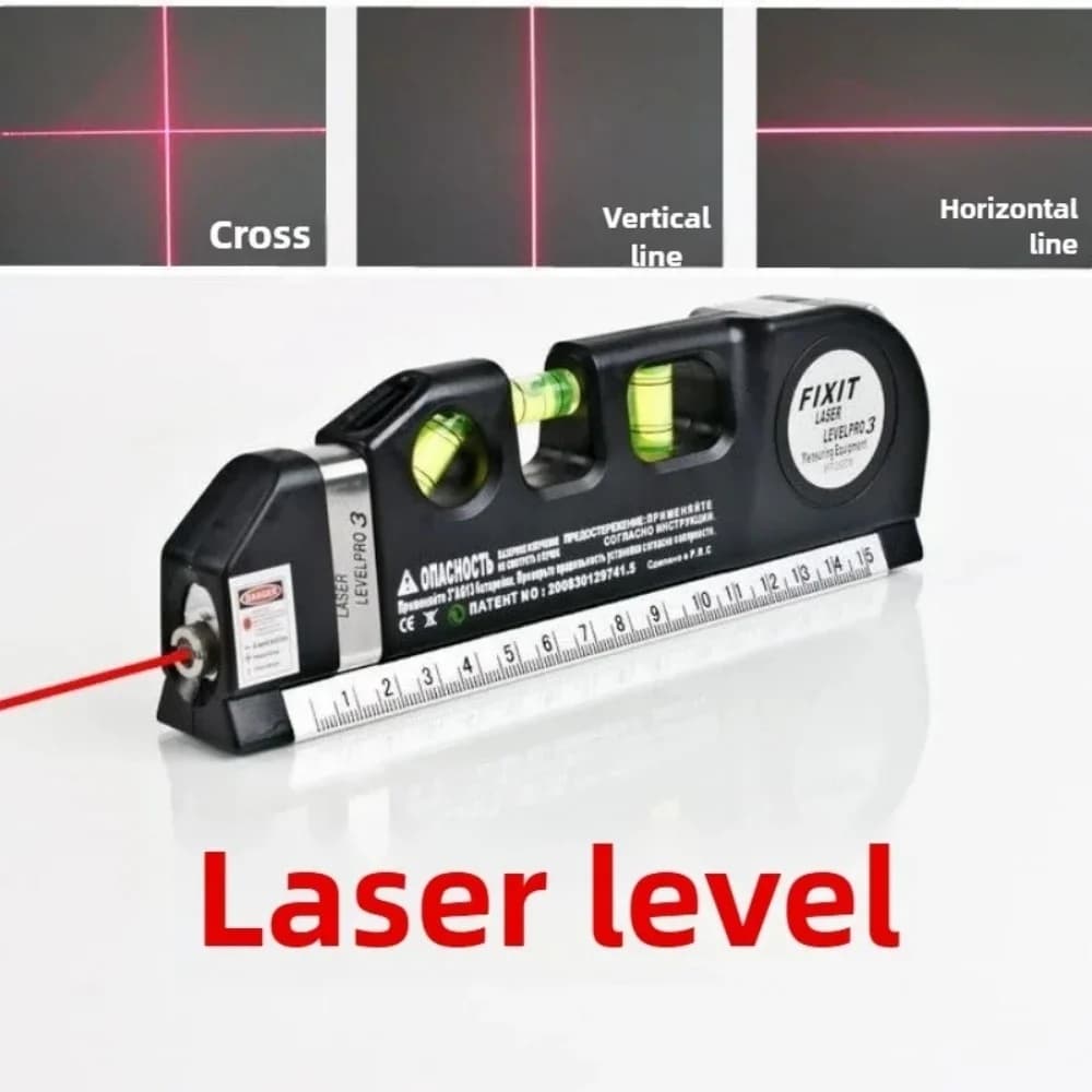 Laser level, multi-purpose line tool and standard cross-line laser leveler with tripod for hanging pictures, cabinets, tiles