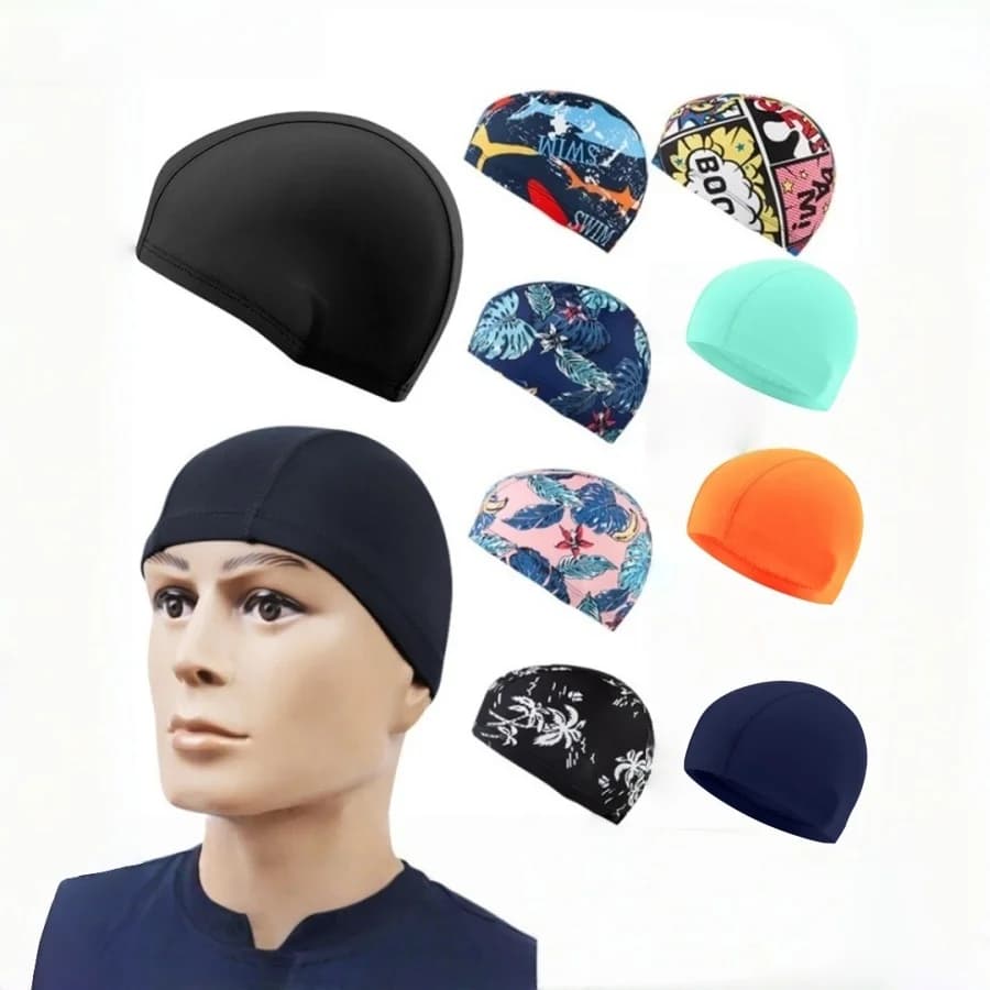 Unisex Adult Fabric Swim Cap Polyester Nylon Four-Needle Six-Line Large Size Swimming Hat With Paper Card Package