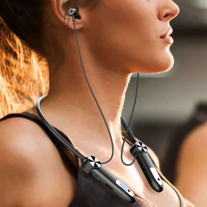 Neckband Wireless Gaming Headphones LED Battery Display TWS Sports Headset For TF Card HIFI Stereo Bluetooth Earphone with Mic