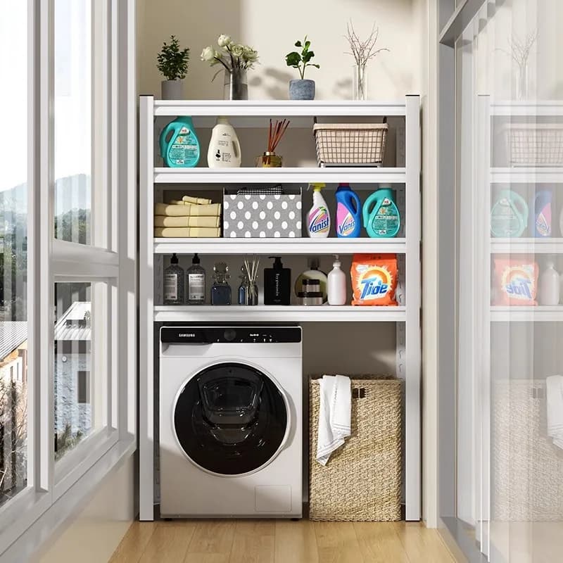 Scaffale portaoggetti ispessito per lavatrice a forma di tamburo, supporto per WC, scaffale da cucina, organizer per utensili da cucina, senza marchio