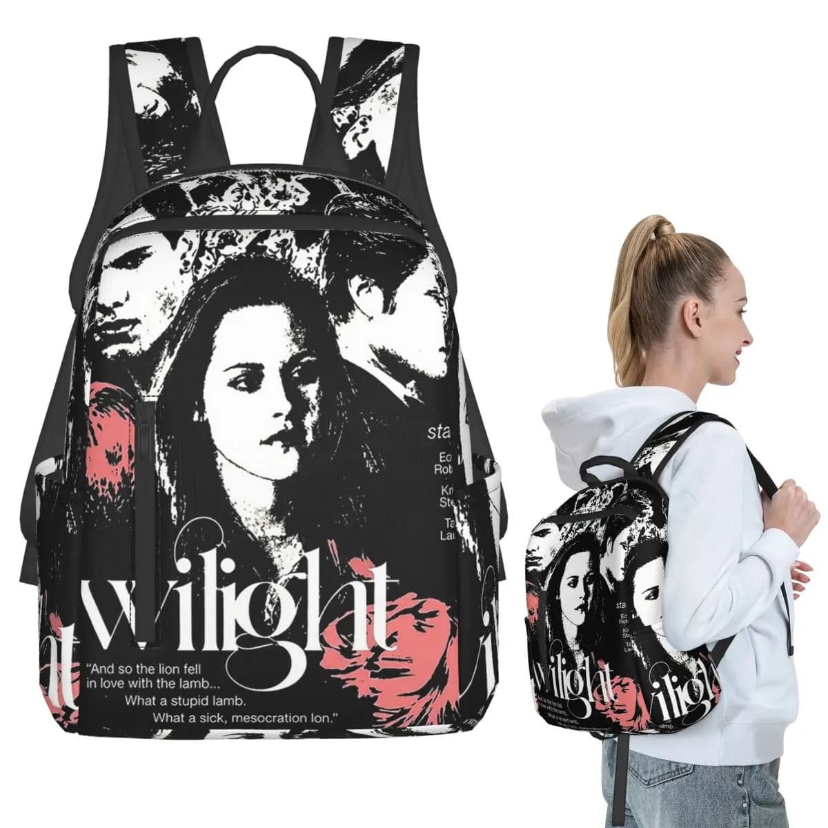 Zaino per film e serie TV Twilight, borsa per libri per studenti, borsa per la scuola per bambini, borse a tracolla per laptop, uomo donna