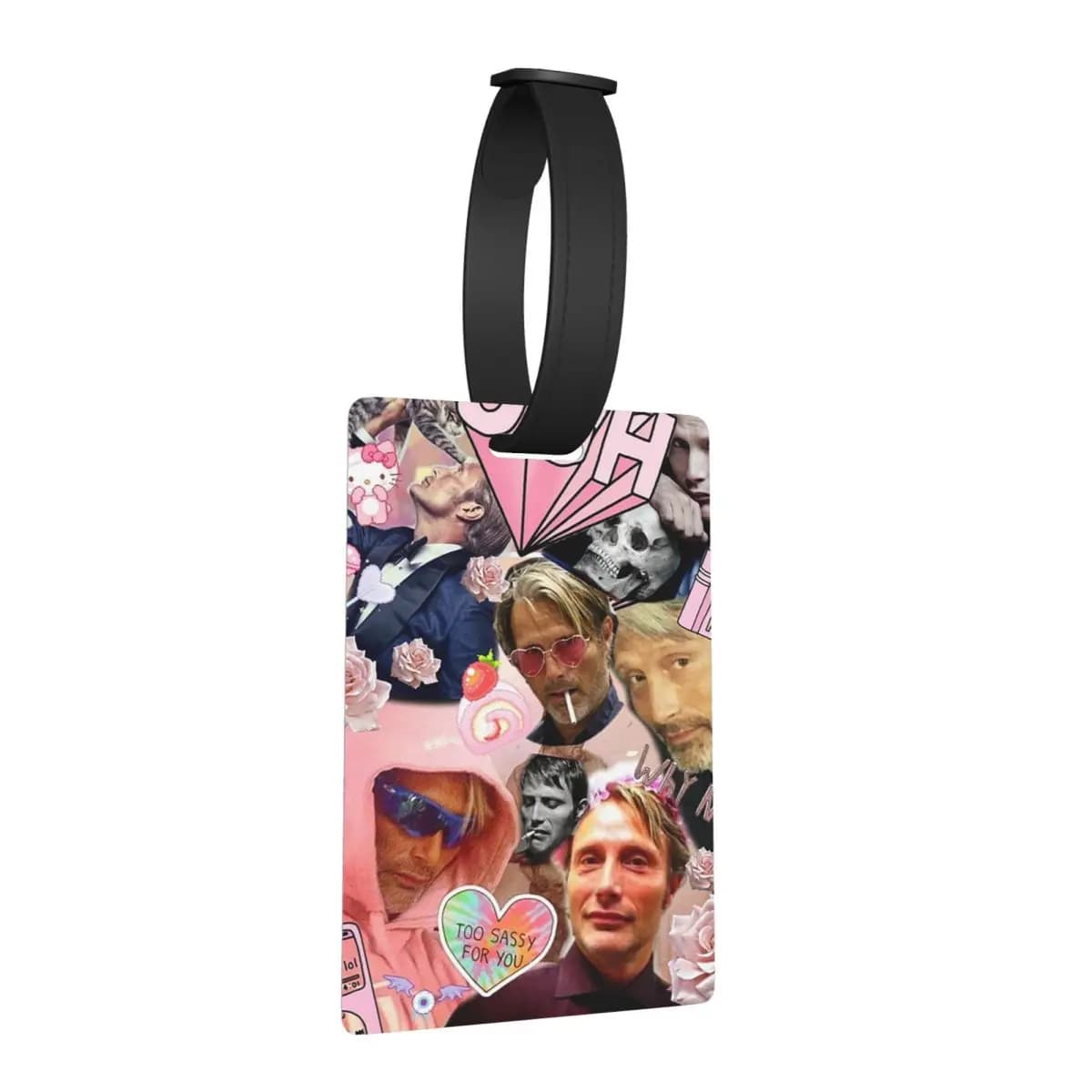 Biglietto d'Auguri Collage Mads Mikkelsen, 36 Etichette per Bagagli, Targhette per Valigie da Viaggio, Porta Etichette con Spazio per Nome e Indirizzo