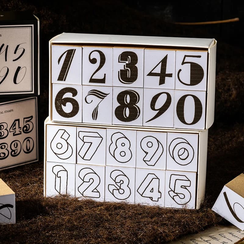 Journal GO 10pcs/set Moon White Sudoku Vintage Number Collage Wooden Stamp Creative DIY Junk Journal Scrapbook Standard Stamp