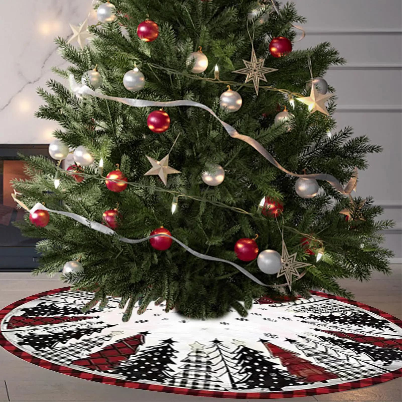 Colletto della gonna dell'albero Anello della gonna dell'albero di Natale in peluche Oggetti di scena rustici per le vacanze in fattoria per l'ufficio dell'appartamento del giardino esterno interno