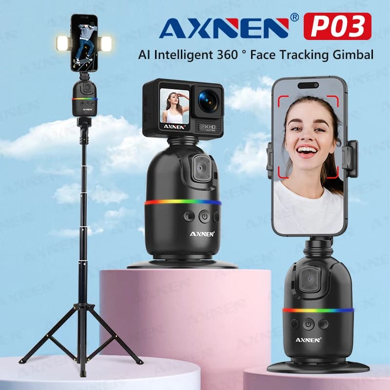 Smart Gimbal with Automatic Face Tracking for Smartphone - Rotating Support with Wireless Remote Control and Optional Tripod