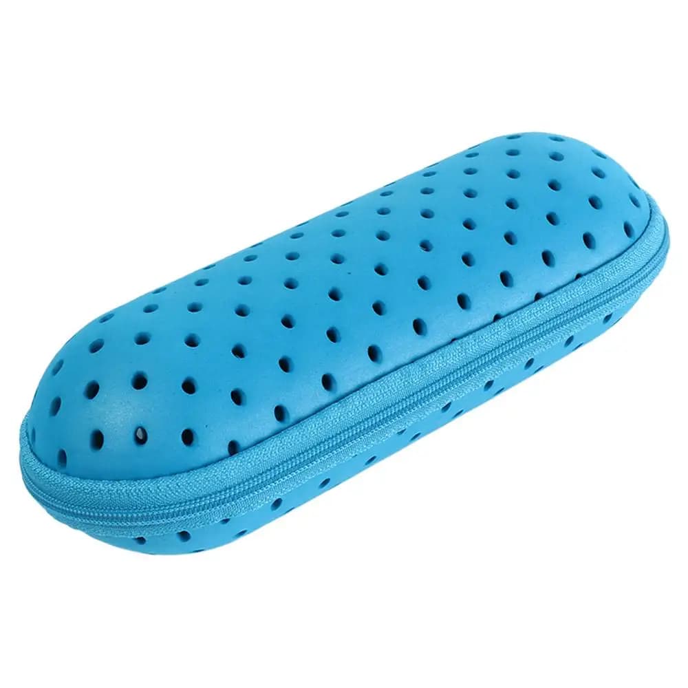 Custodia per Occhiali da Nuoto in EVA con Cerniera, Fori di Ventilazione e Moschettone - Custodia Protettiva Portatile per Occhiali da Uomo