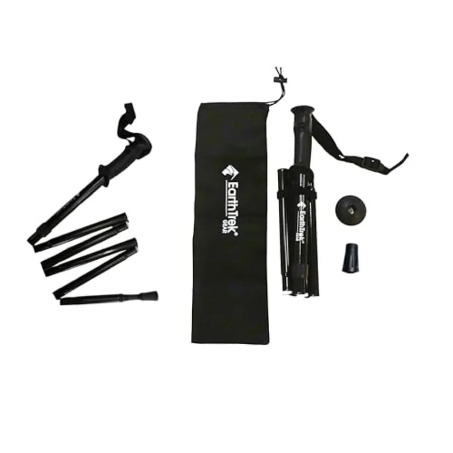 Earth Trek Gear Compact Adjustable Hiking Poles - Folding Walking Stick and Trekking Poles for Walking, Hiking, and Walking - L