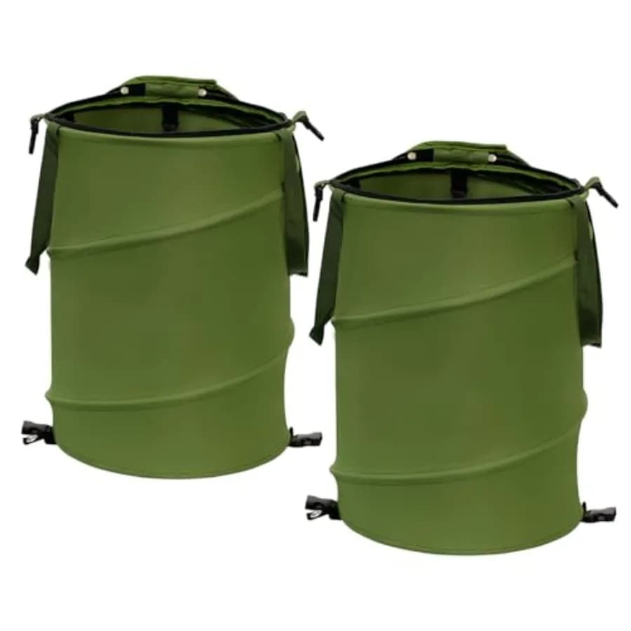 Sacco da giardino pieghevole riutilizzabile per erba e foglie, contenitore per rifiuti e riciclo 18x22 pollici con coperchio per la conservazione domestica