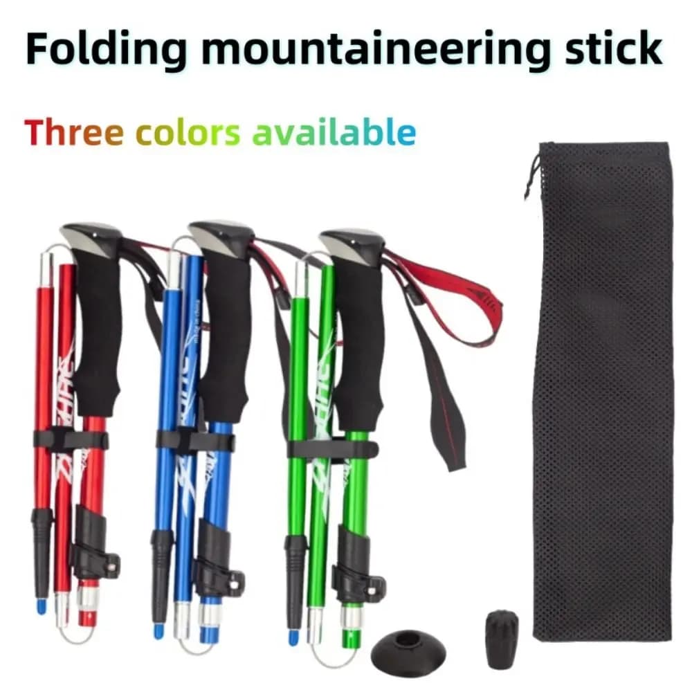 Expandable Aluminum Outdoor Trekking Poles EVA 3 Section Walking Sticks Folding Colorful Cross Country Cane Hiking Equipment