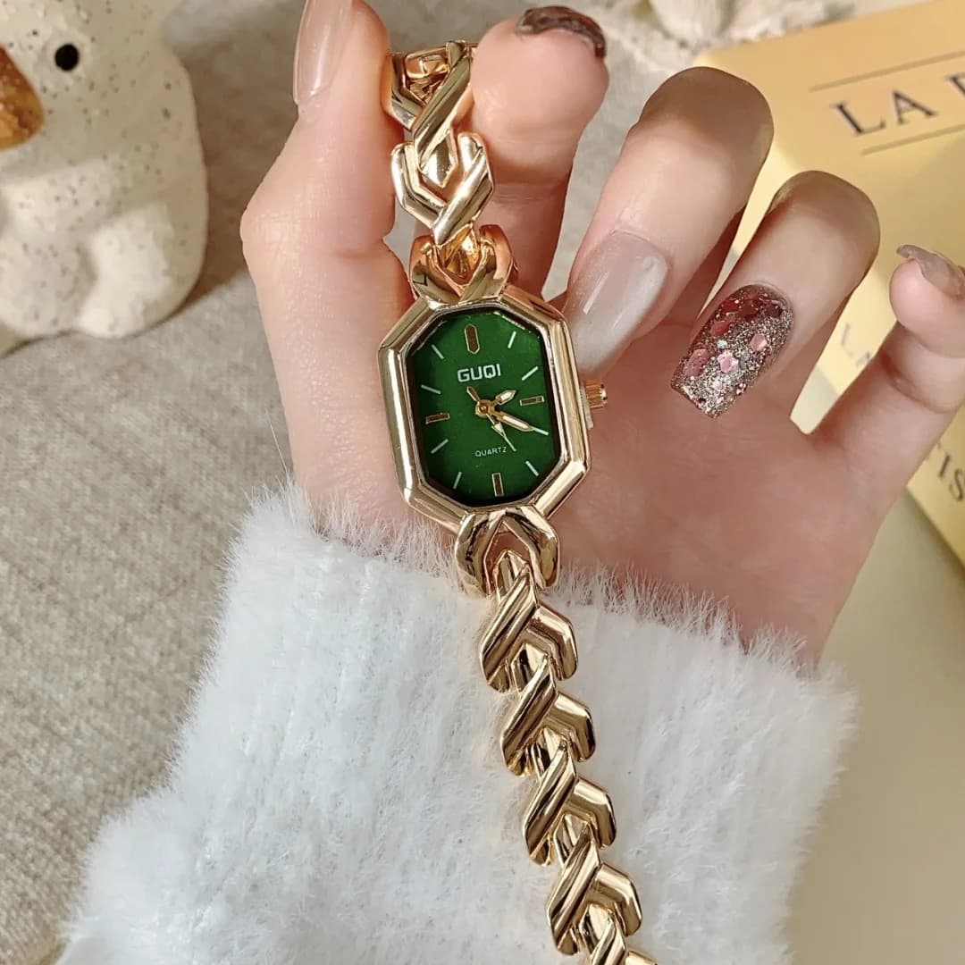 Orologi da donna quadrati verdi alla moda Orologio da donna al quarzo Orologio da polso femminile in oro Orologio da donna casual Orologi Relogio Feminino