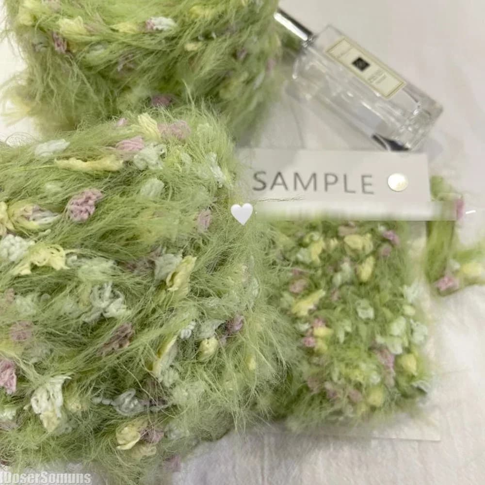 100g Fai da te Misto a mano Filato per maglieria Fatto a mano Bastone all'uncinetto Ago Fiore verde Filo Borsa tessuta Anello per capelli Filato Decor Serie da giardino