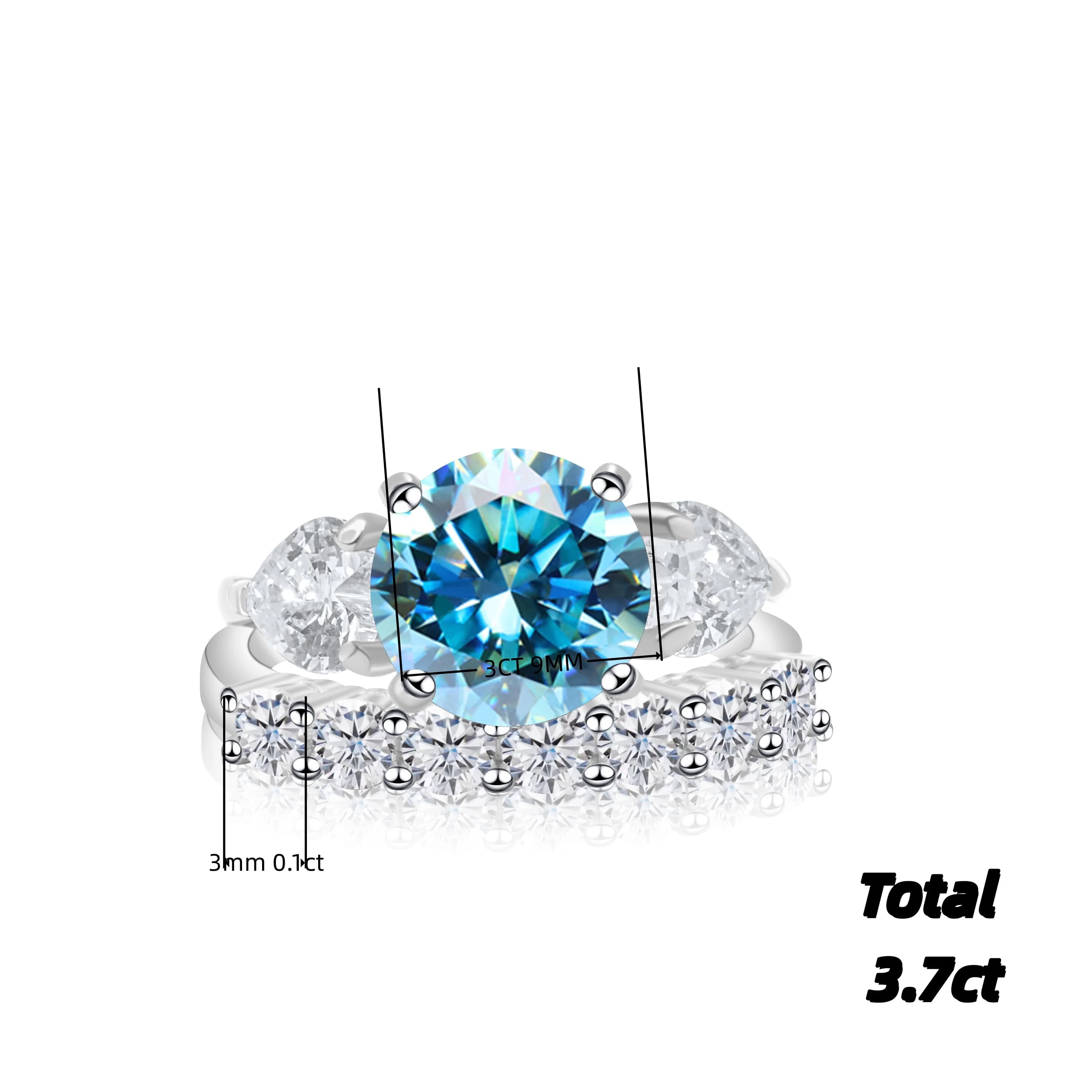Set di anelli Moissanite da 3,7 carati certificato GRA, tester per diamanti, fede nuziale in oro argento 925, regalo di fidanzamento scintillante