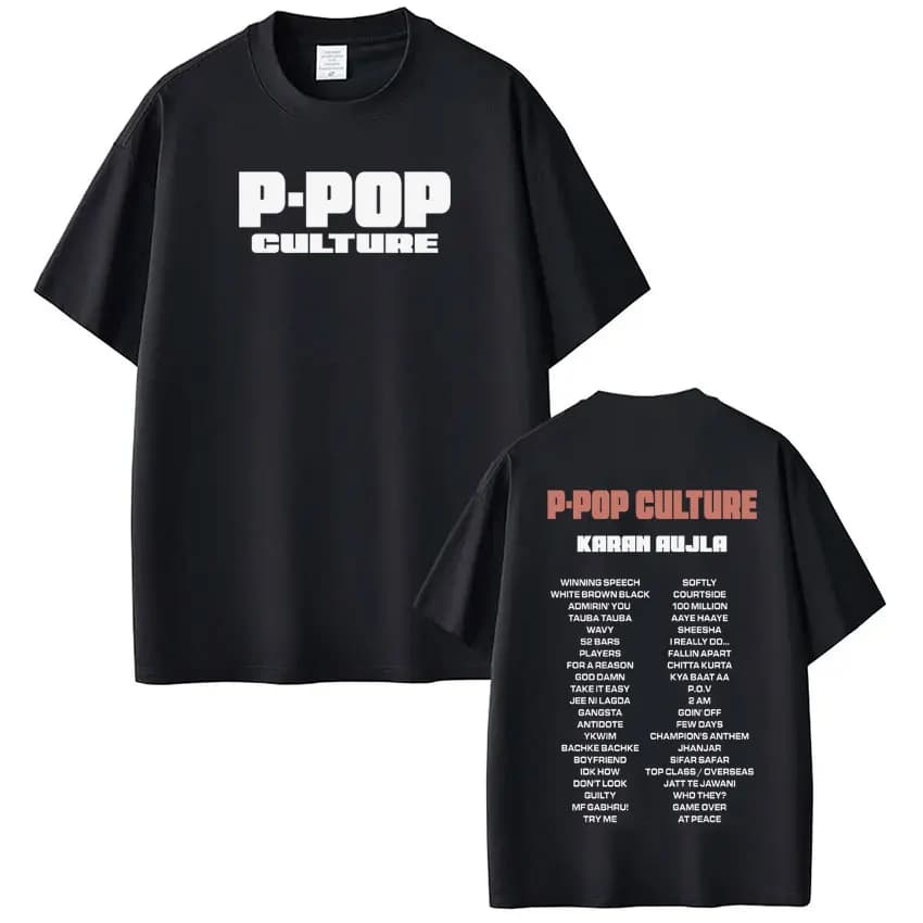 T-shirt Grafica Rapper Karan Aujla P-POP Culture Tour Uomo Donna Hip-hop Cotone Oversize Gotico Punk a Maniche Corte