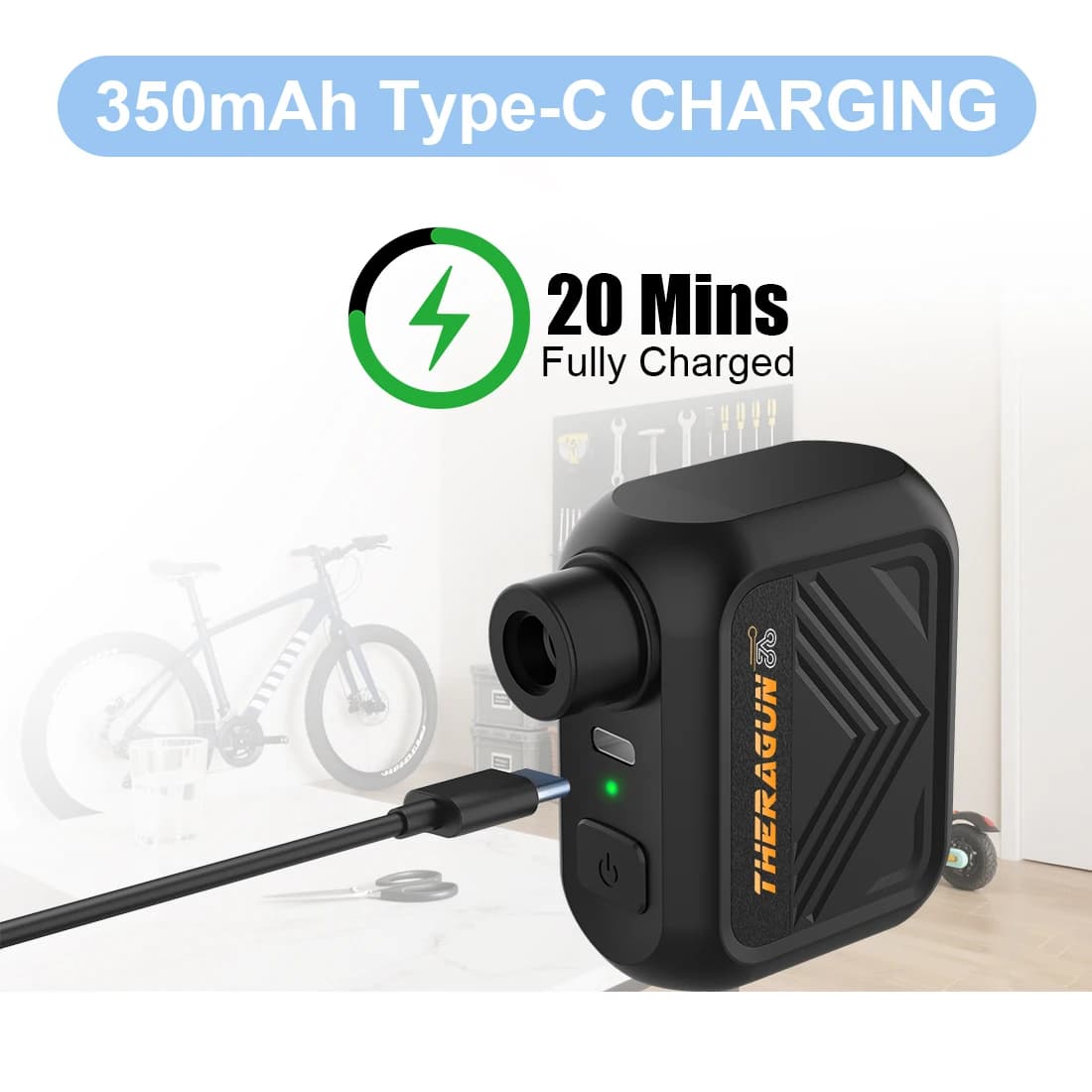 Electric Mini Bicycle Pump Rechargeable - Portable Air Inflator 100PSI Type-C Bike Accessories for Bike Schrader Presta Tires