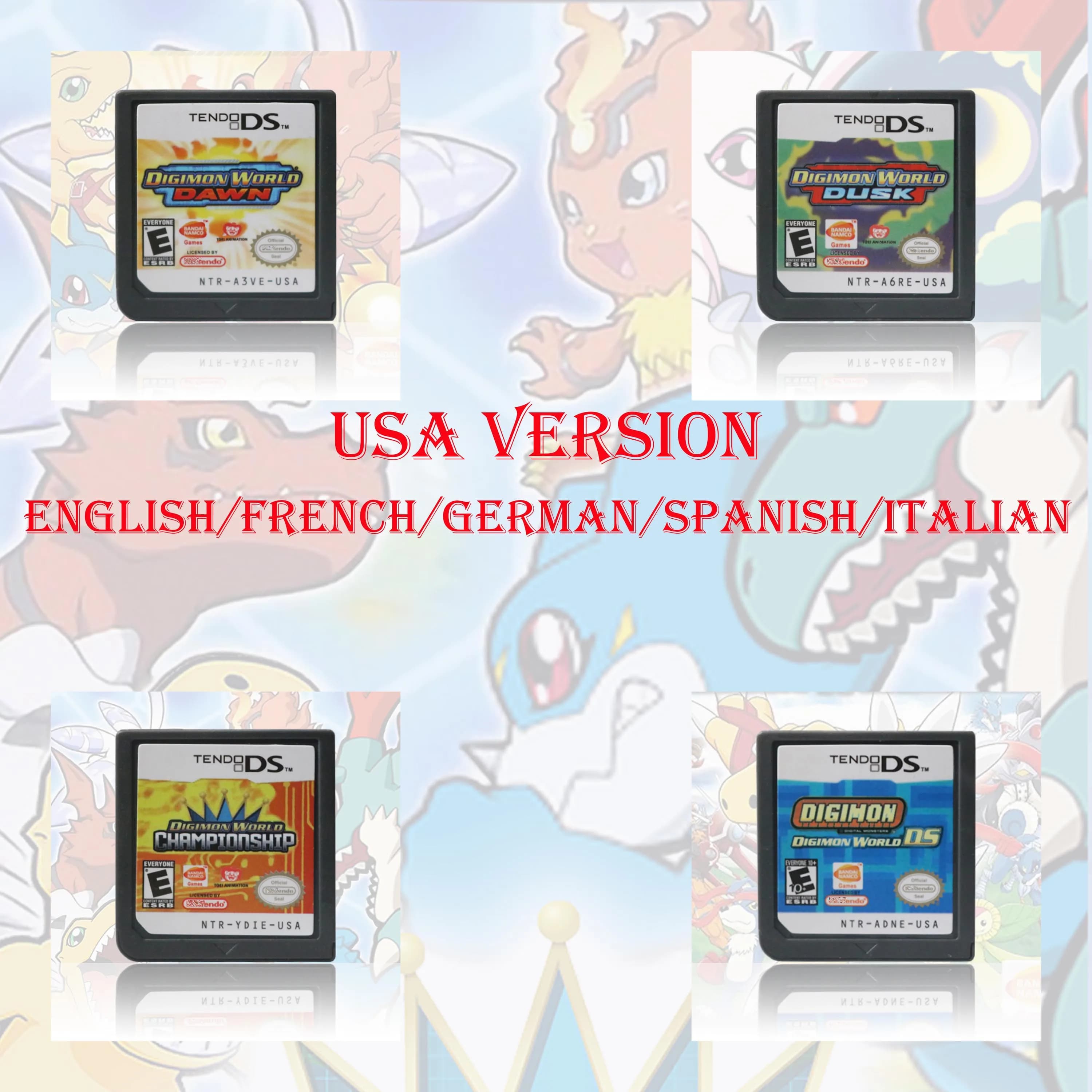 Digimon World / Dusk / Dawn / Championship Series Version DS Game Cartridge Video Game Card USA Version Multi Language