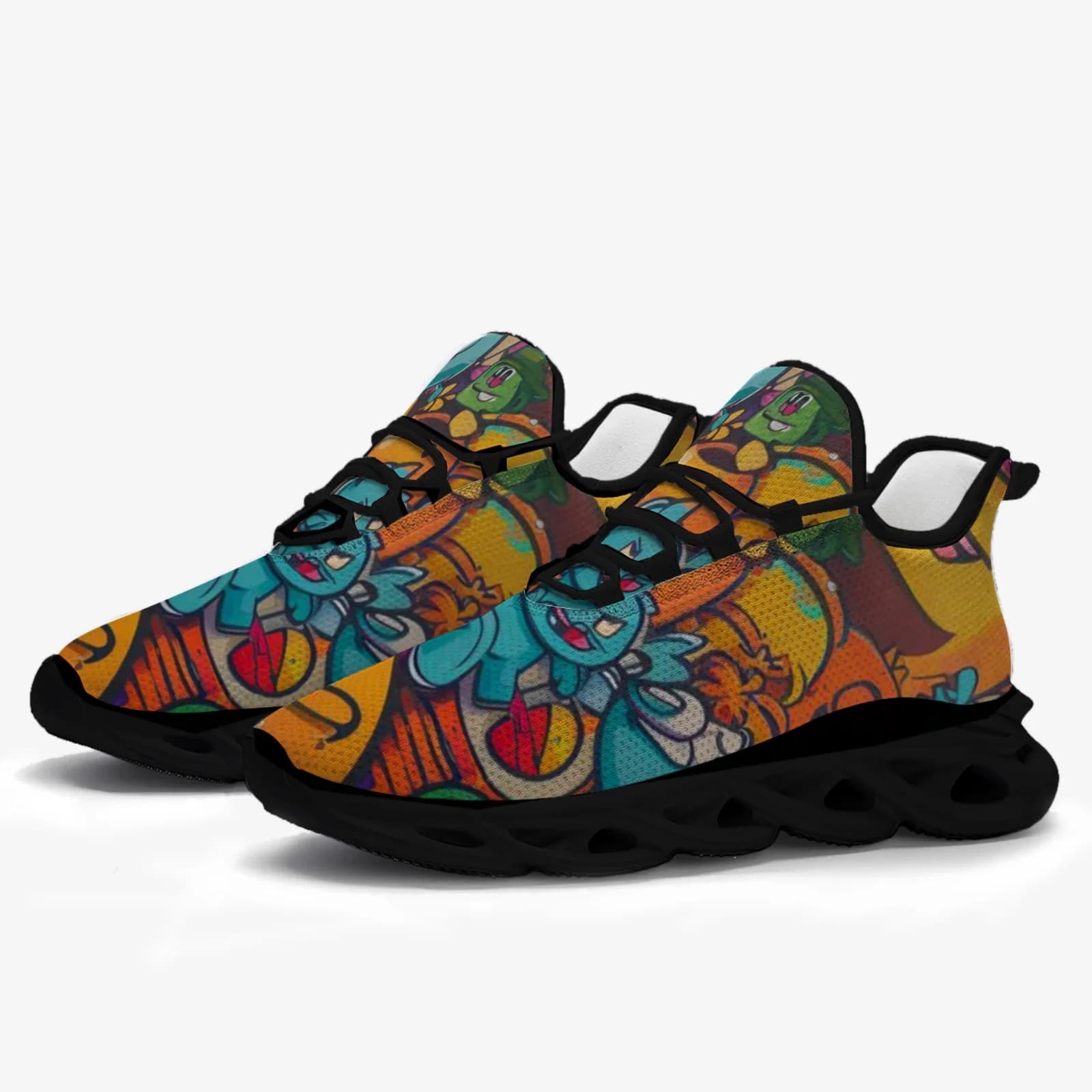 Scarpe sportive casual da uomo e da donna con stampa graffiti cartoon, scarpe da corsa leggere e traspiranti, sneakers