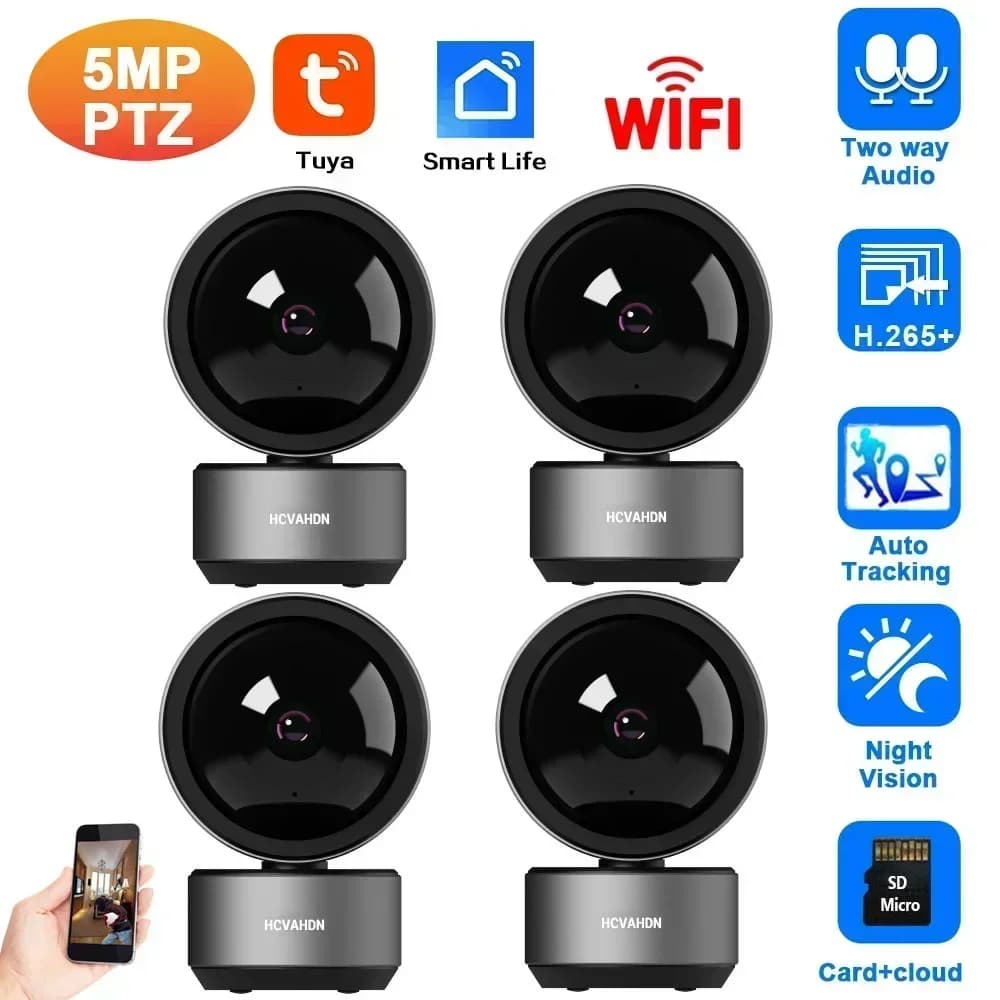 Smart Life 5MP IP WiFi Security Camera Baby Monitor Automatic Human Tracking Camera Interior Camera with Two-way Audio