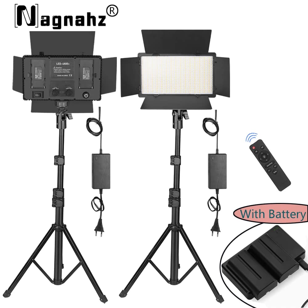 Nagnahz U600 + 40w Photo Studio Lamp on Camera LED Video Light with two-tone remote tripod support 2500K-8500k dimmable for Tiktok