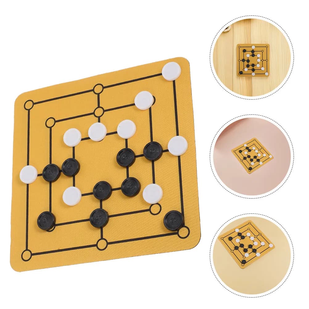 2Set Nine Men's Morris Strategy Game Board Family Gathering Portable Travel Brain Teaser Set Nine Men's Chess Set