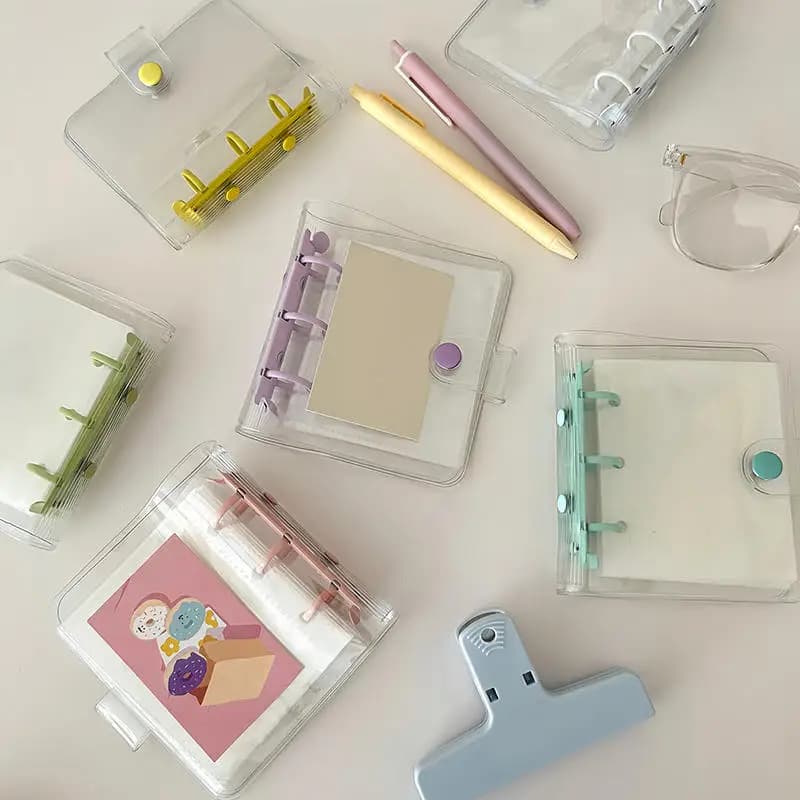 Creativo carino trasparente mini libro a mano a fogli mobili studente notebook portatile raccoglitore ad anelli materiale scolastico