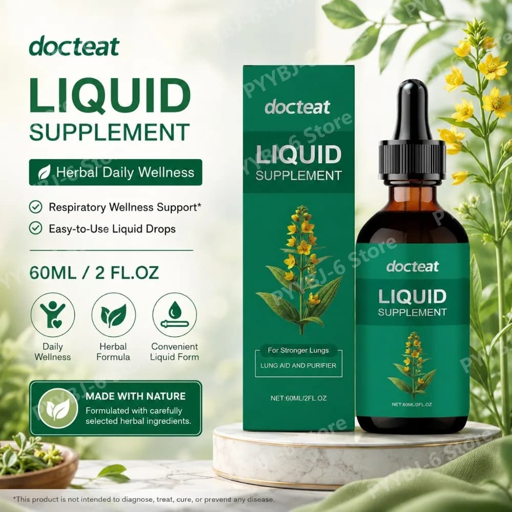 Docteat Gocce di Integratore Liquido a Base di Erbe 60 ml (2 fl oz) Pulizia Delicata con Estratto di Foglie di Menta e Gluconolattone Vitamina B1