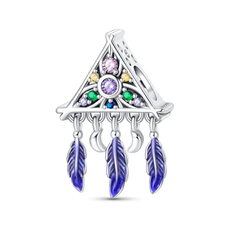 Luxury 925 Sterling Silver Triangle Dreamcatcher Charms Bead Fit Original Bracelet DIY Girls Minimalist Fairy Theme Xmas Jewelry