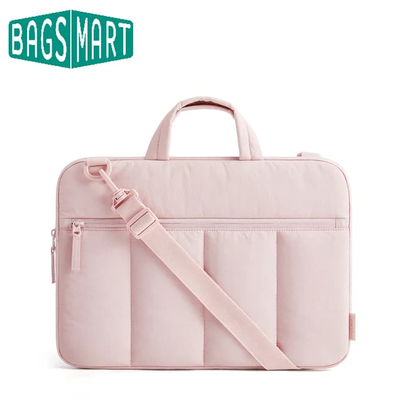 BAGSMART Custodia per laptop da 15,6 pollici, leggera e portatile, con tracolla, borsa imbottita per laptop da 13,3 pollici