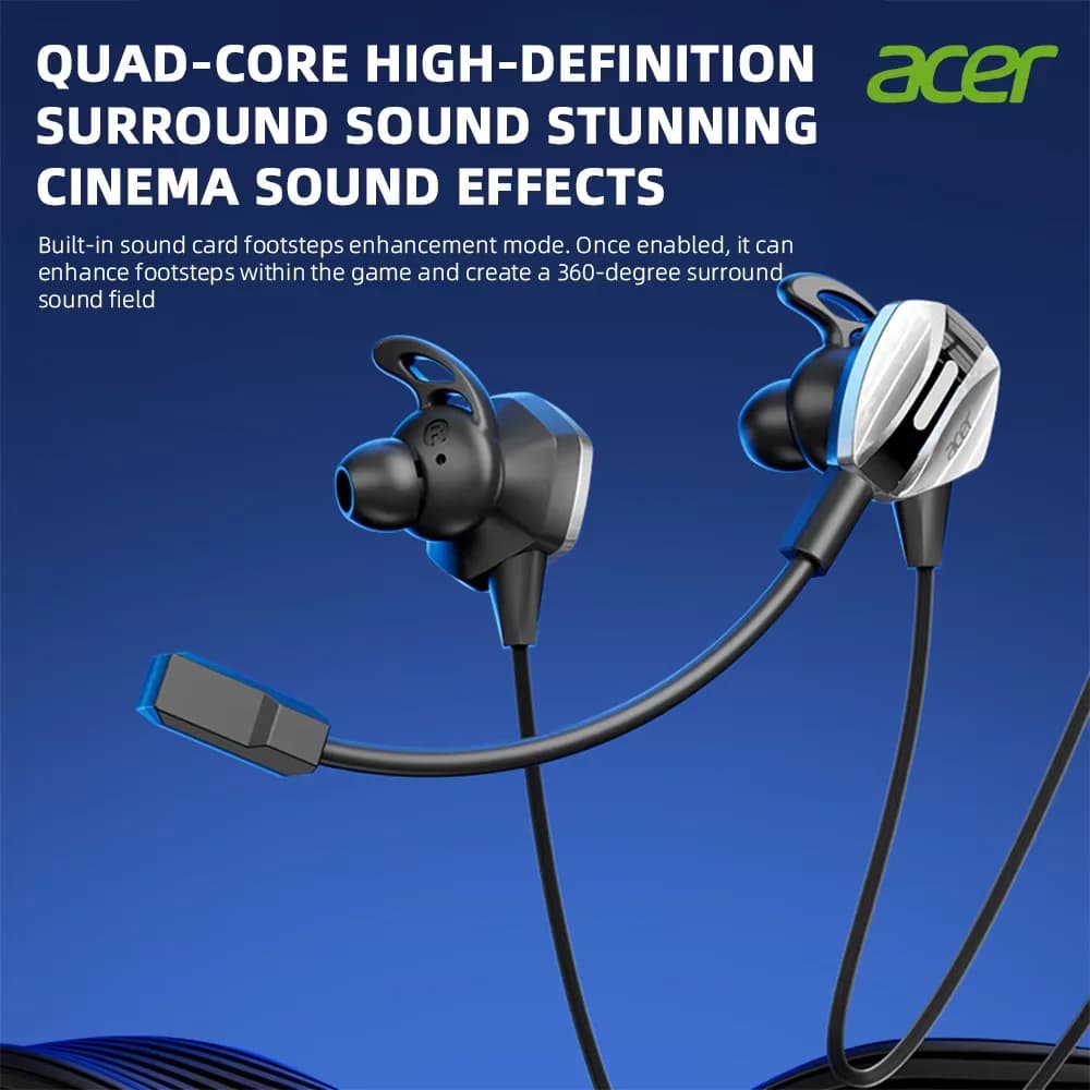 Universal Acer Cables for Gaming with Microphone, Player Headphones, Compatible with Pubg PS4 CSGO, for Phone, Tablet, Laptop, Universal for Games