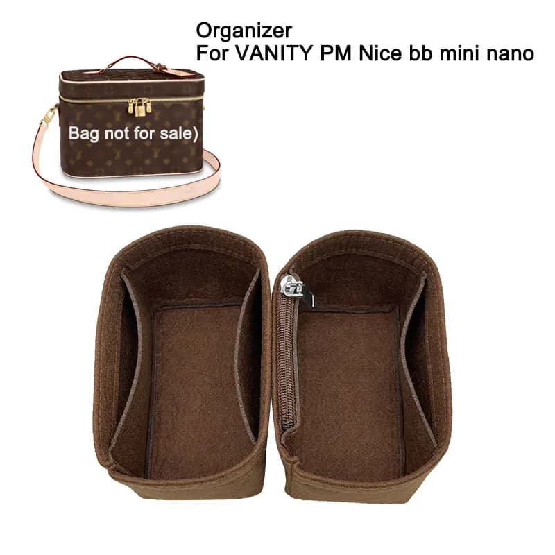 Insert Bag Organizer per VANITY PM Nice BB Nano Mini, borsa da donna di lusso Tote Borsa interna da viaggio, borse per cosmetici Shaper