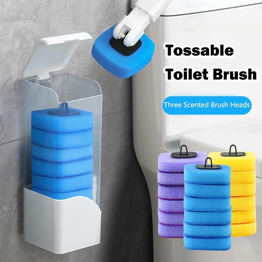 Spazzola per la pulizia della toilette usa e getta montata a parete con testina di ricambio Custodia con manico lungoPer la pulizia della toilette e del bagno