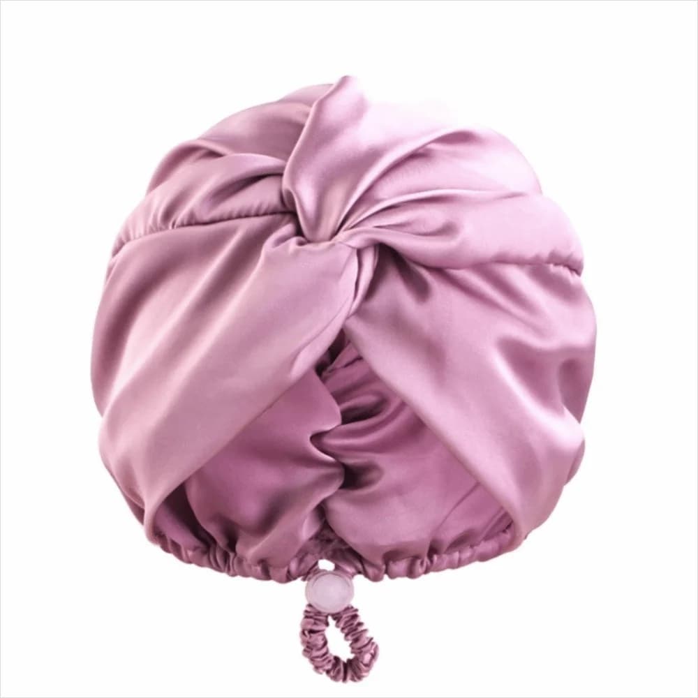 Straight curly hair long double layer interlaced turban crossed night cap in elastic silk satin adjustable chests for chemo hair care