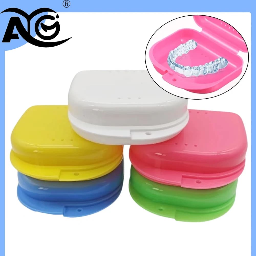 AG 1Pcs Brace storage Box Dental Orthodontic Retainer Box Case Plastic Teeth Container Denture Box False Teeth Protective Case
