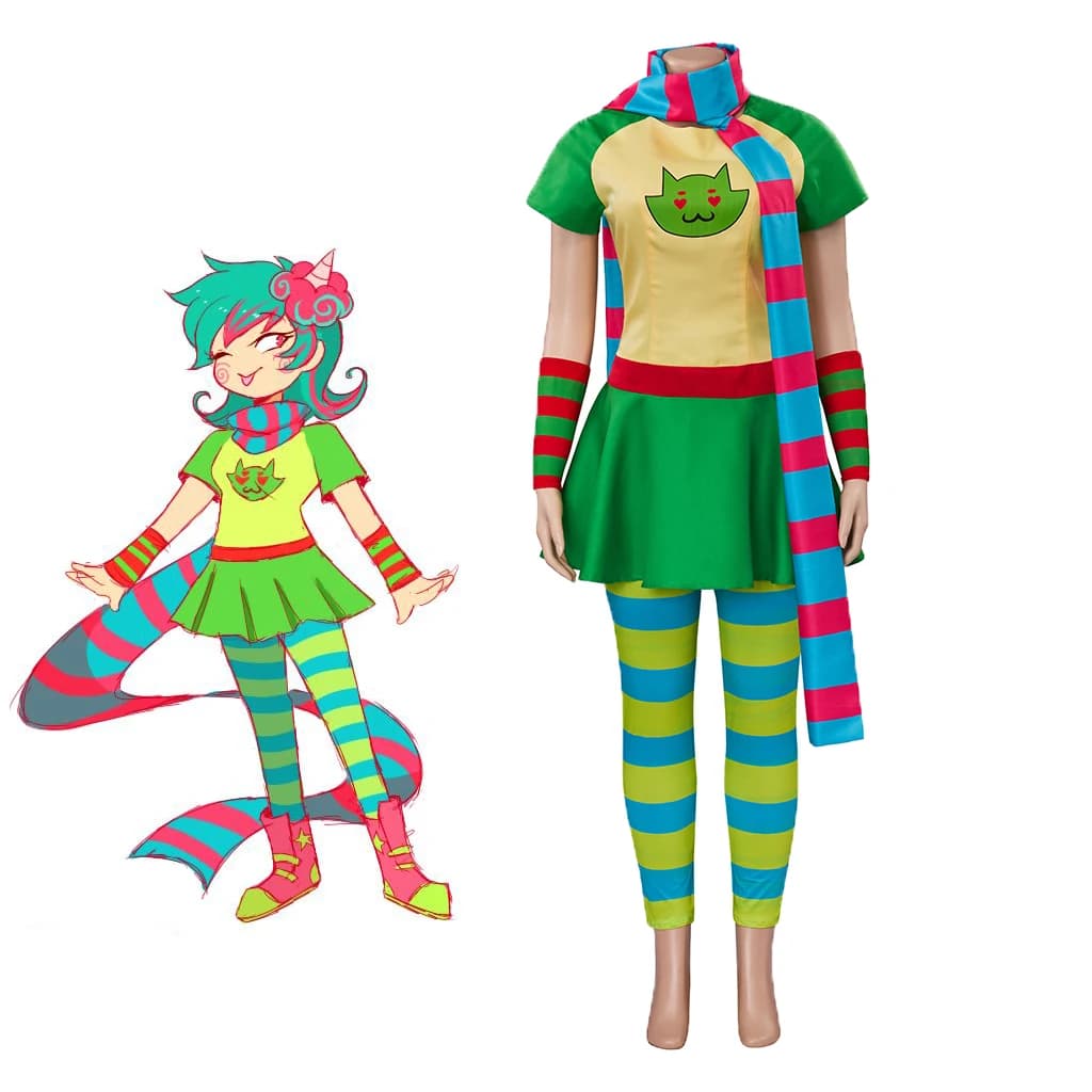 Trickster Roxy Lalonde Cosplay Woman Outift Costume with Socks and Scarf Halloween Costume Jane Crocker Cosplay Costume