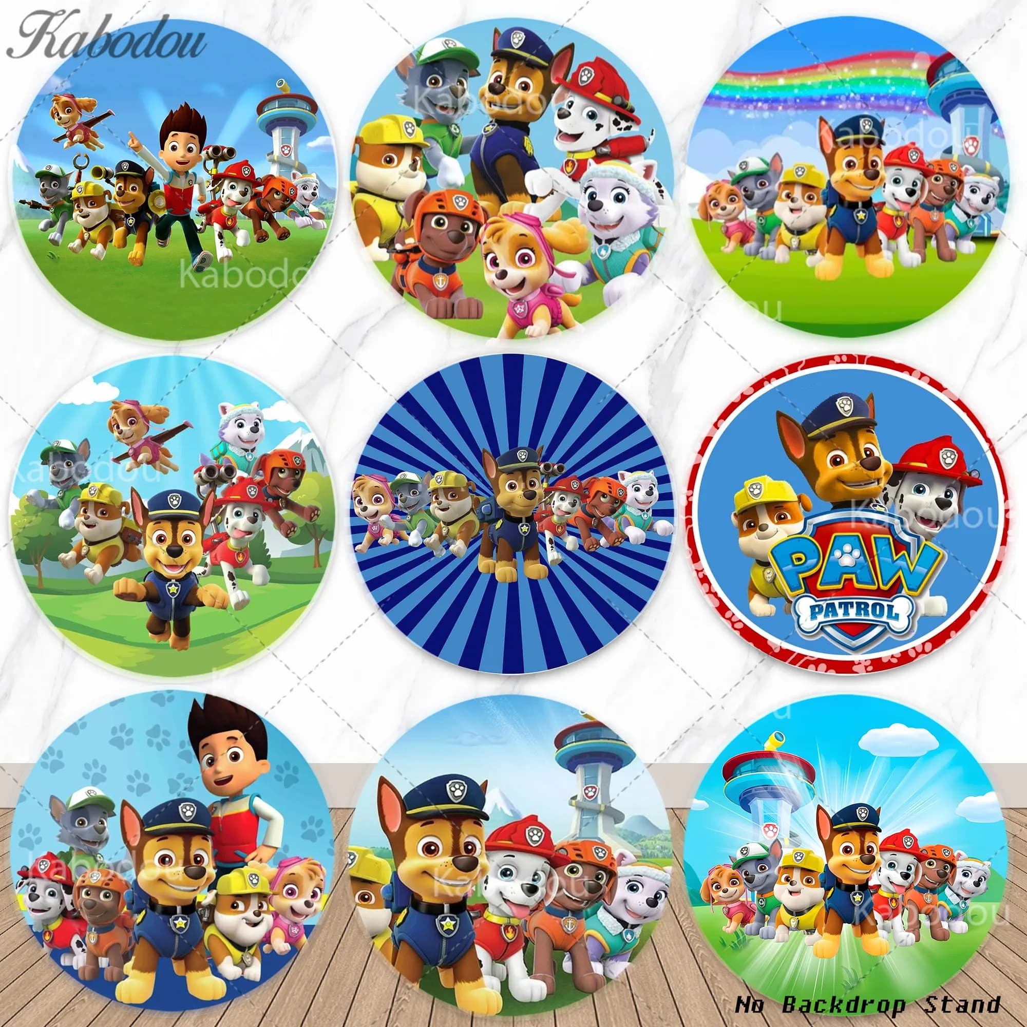 Fondale Rotondo Paw Patrol per Decorazione Compleanno Bambini, Baby Shower, Banner Circolare, Sfondo Fotografico, Poster e Accessori