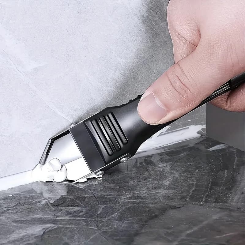 1 set di strumenti per calafataggio in silicone 3 in 1, rimozione mastice con testa in acciaio inossidabile e raschietto sigillante