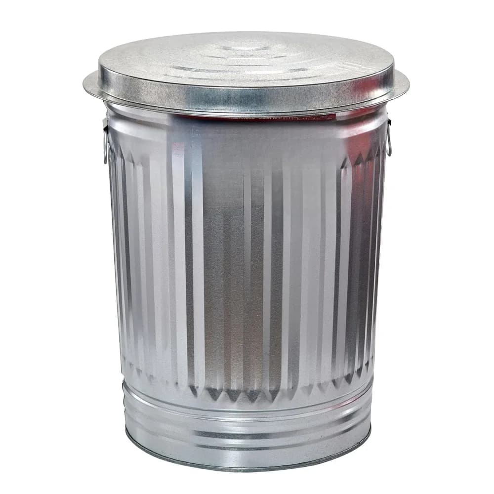 US Shipping Heavy Duty Galvanized Steel Trash Can Silver 31 Gallon Capacity with Tight Fitting Lid Outdoor Storage Container