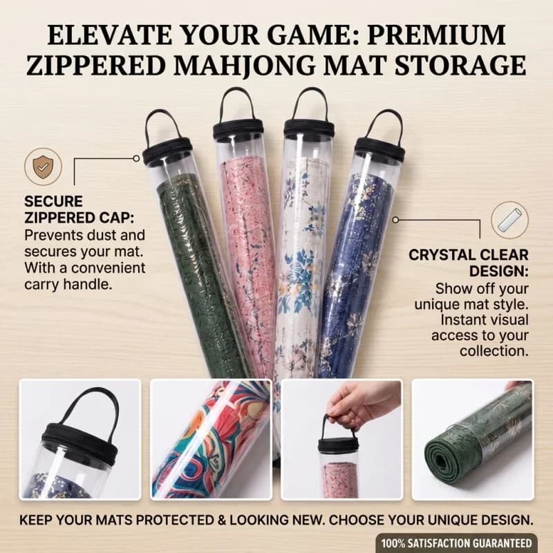 Mahjong Mat Storage Bag, with Smooth Zipper, Fits Mahjong Mat, Racks & Tiles, All-in-One Travel Storage Bag