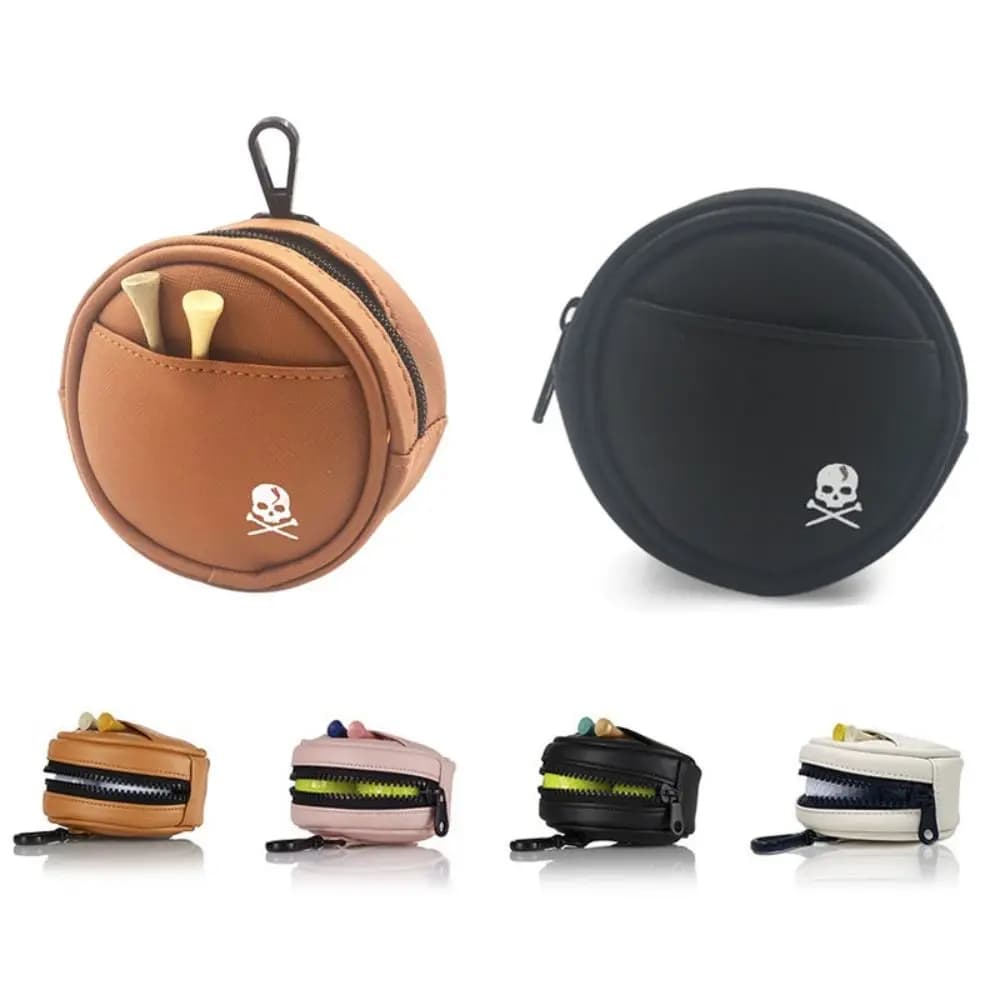Borsa da Golf in Pelle da Cintura, Porta Tee e 4 Palline, Custodia Protettiva Portatile per Palline da Golf, Clip per Uomo/Donna