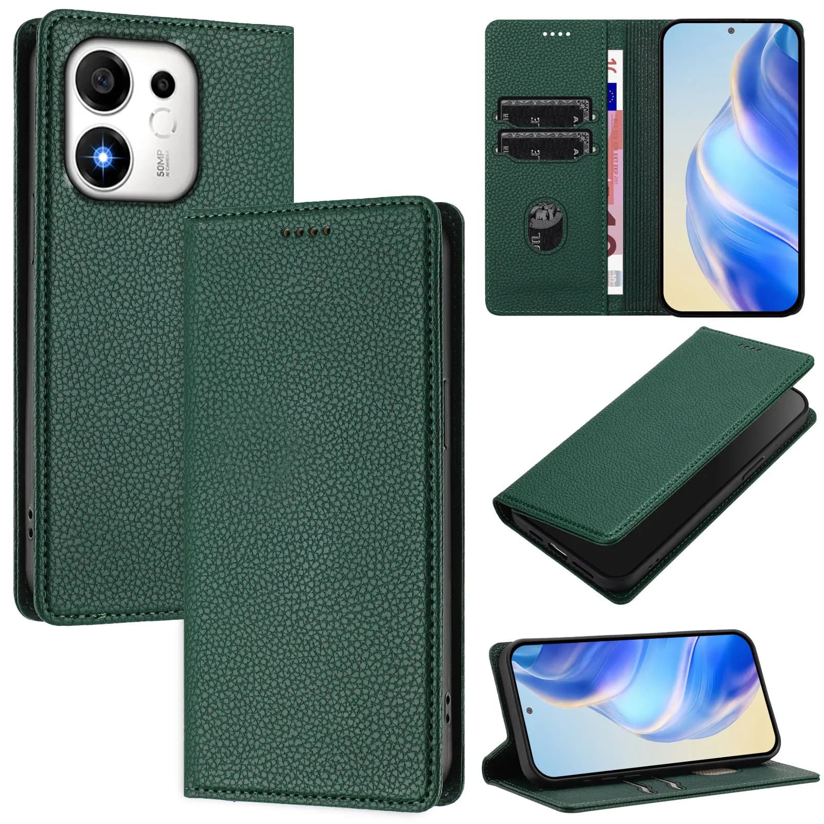 For Honor X7E X7E Plus Rfid Blocking Leather Case on For Honor X7E X5D Plus X9D X8D X7D X6D Magnetic Wallet Flip Card Slot Cover