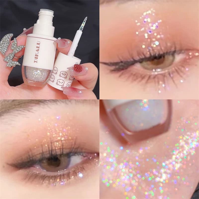 DIKALU Bear Bowling Ball A Teardrop Liquid Eyeshadow Eye Makeup sdraiato Silkworm Pearl Super Sparkle Glitter Fine Glitter Powder