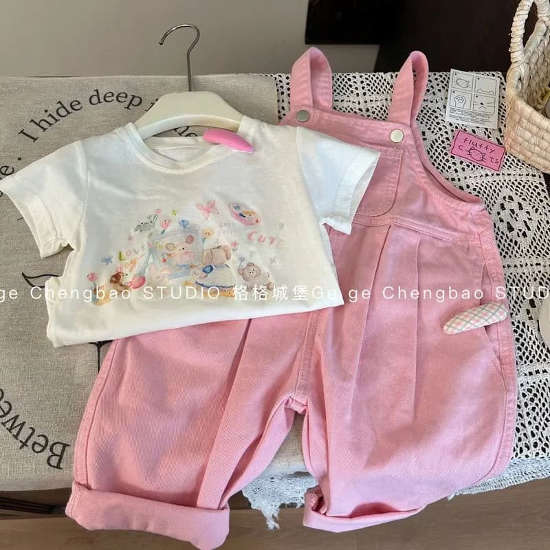Completo per bambine: T-shirt a maniche corte + pantaloni, set 2 pezzi, nuovo ed elegante outfit estivo 2026