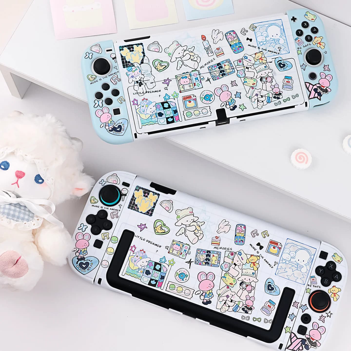 Custodia protettiva originale Baa-Baa Lamb compatibile con Nintendo Switch OLED / Switch 2, NS2 Guscio rigido bianco con cover Joy-Con