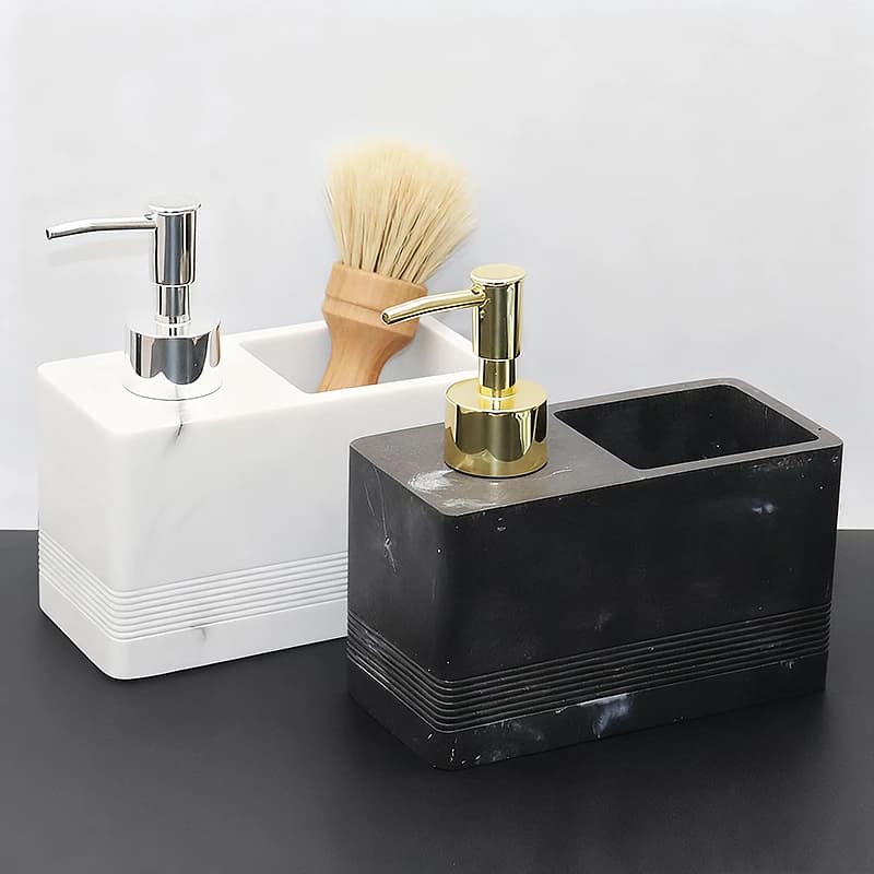 European Resin Emulsion Bottle with Faux Marble Pattern Stone Soap Dispenser Multifunctional Home Storage Jar Hand Soap Bottle