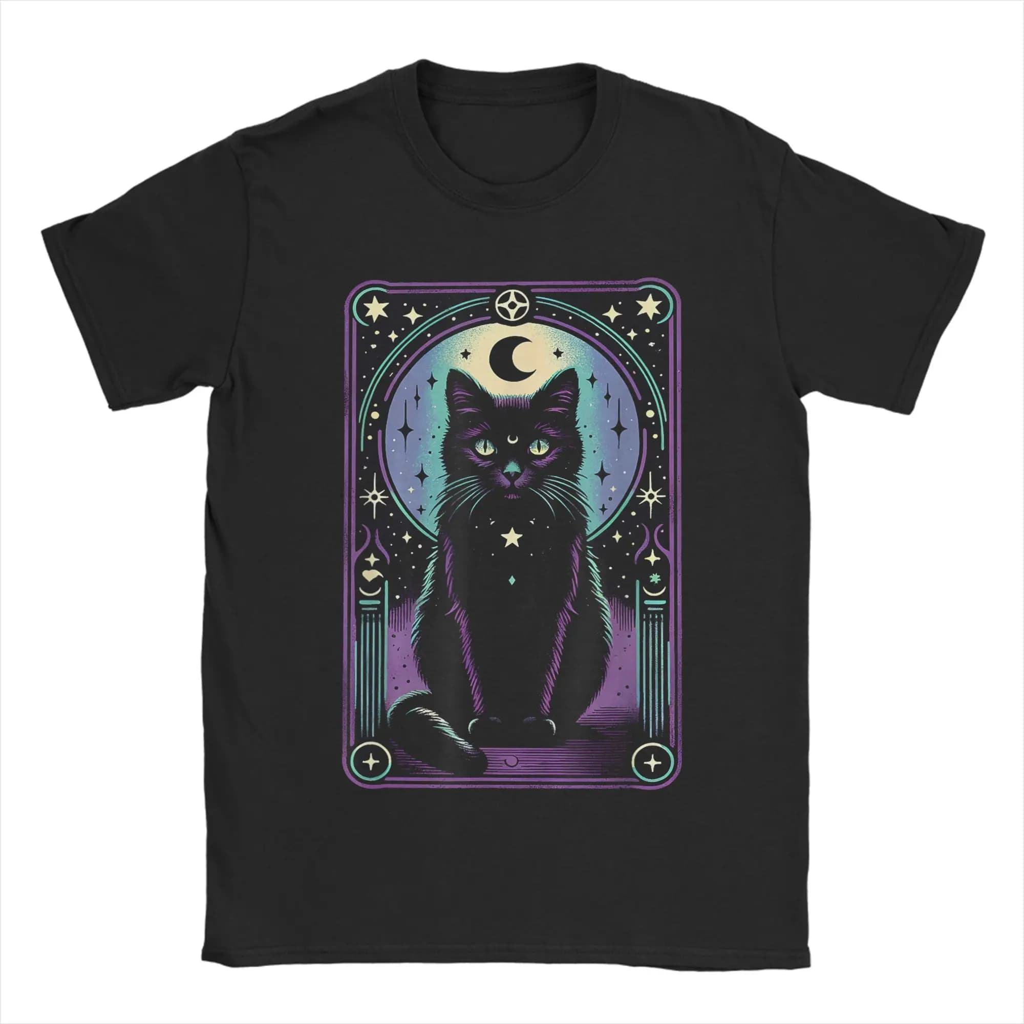 Maglietta da uomo Tarot Card Cat, maglietta divertente, maglietta girocollo a maniche corte, abbigliamento in cotone per adulti