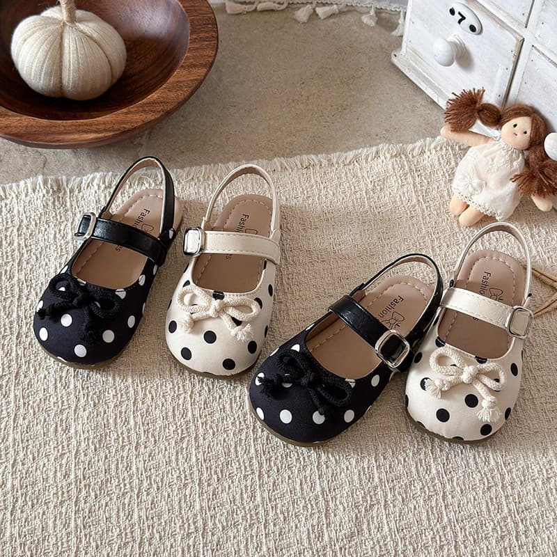 Sandali Estivi per Bambini a Pois con Punta Chiusa, Eleganti Scarpe Basse Casual Antiscivolo per Bambini 23-36