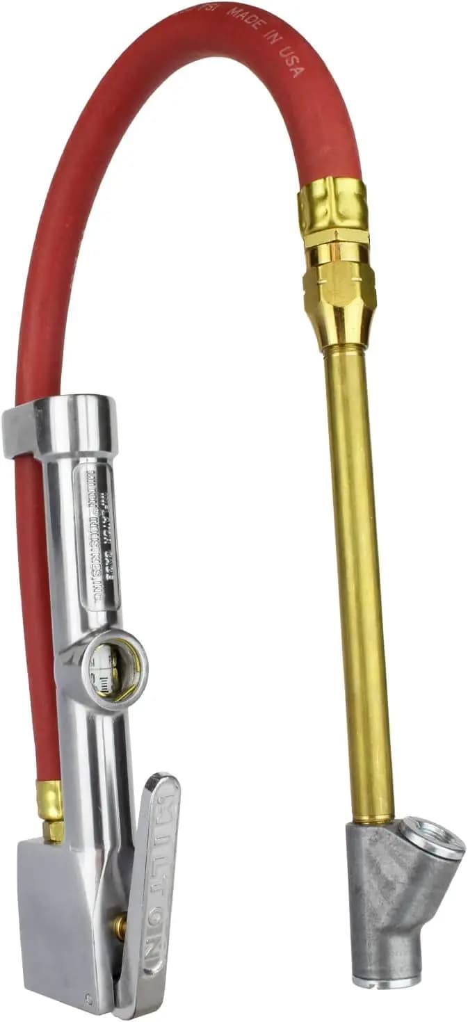 Manometro Gonfiagomme a Doppia Testa con Attacco Aria Dritto, Tubo da 38 cm, Range 10-160 PSI per Pressione Precisa